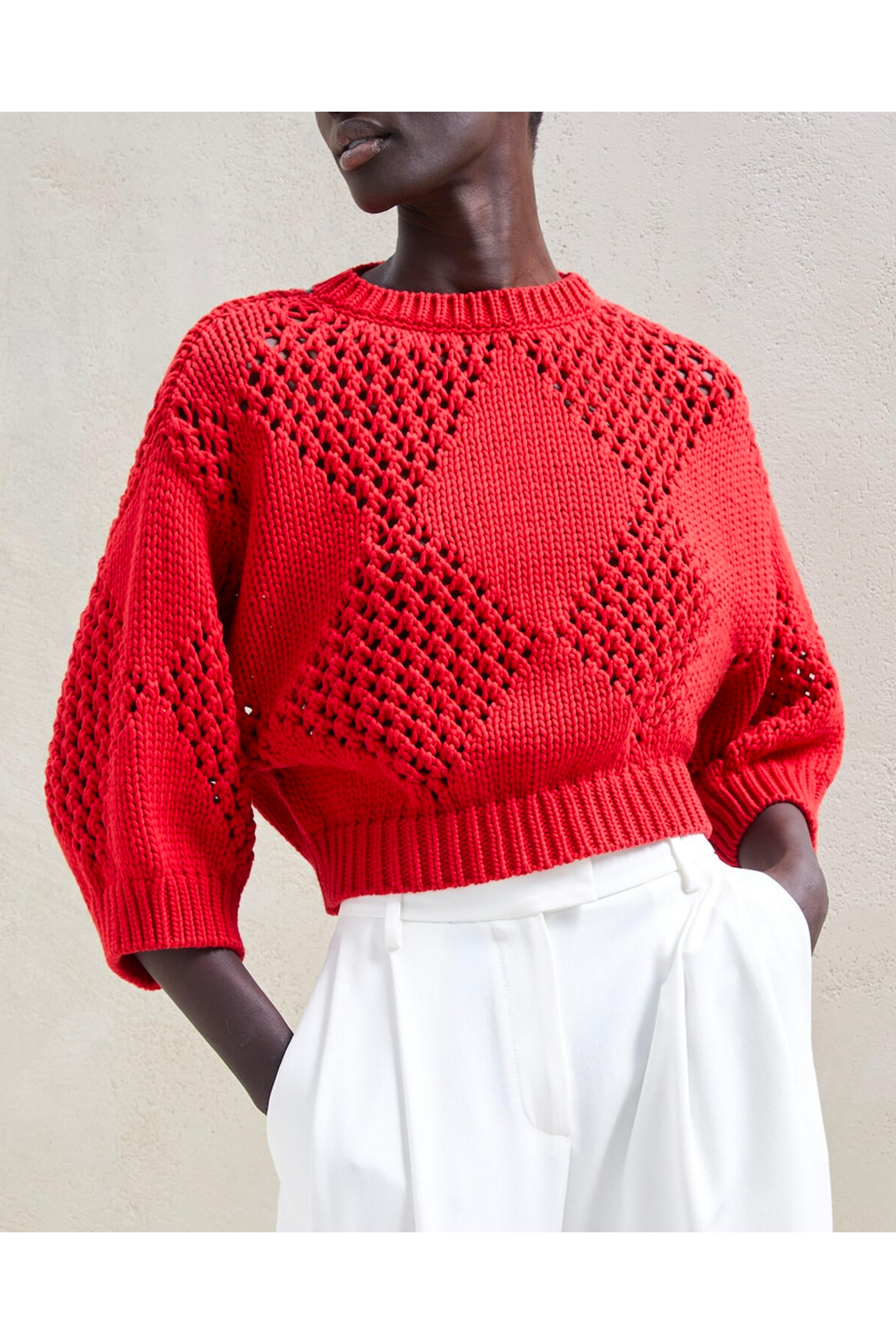 Brunello Cucinelli - Chili Red Argyle Knit Pullover