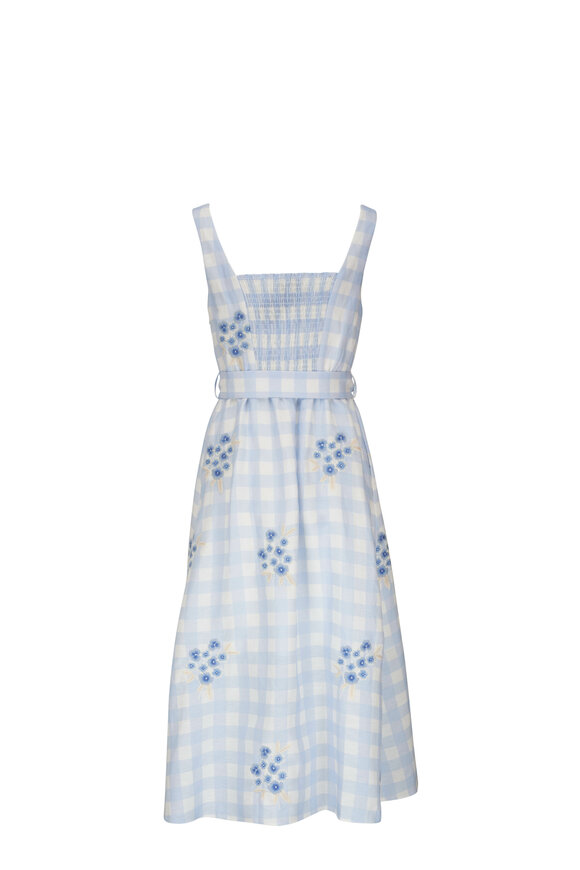 Sachin + Babi - Bryce Blue Gingham & Floral Embroidered Dress 