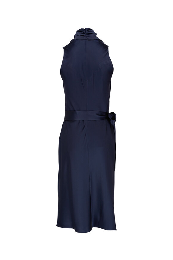 Peter Cohen - Victor Marine Heavy Satin Wrap Dress 