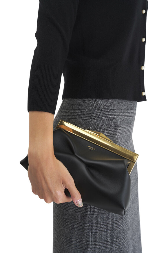 Jimmy Choo - Diamond Frame Black Leather Clutch