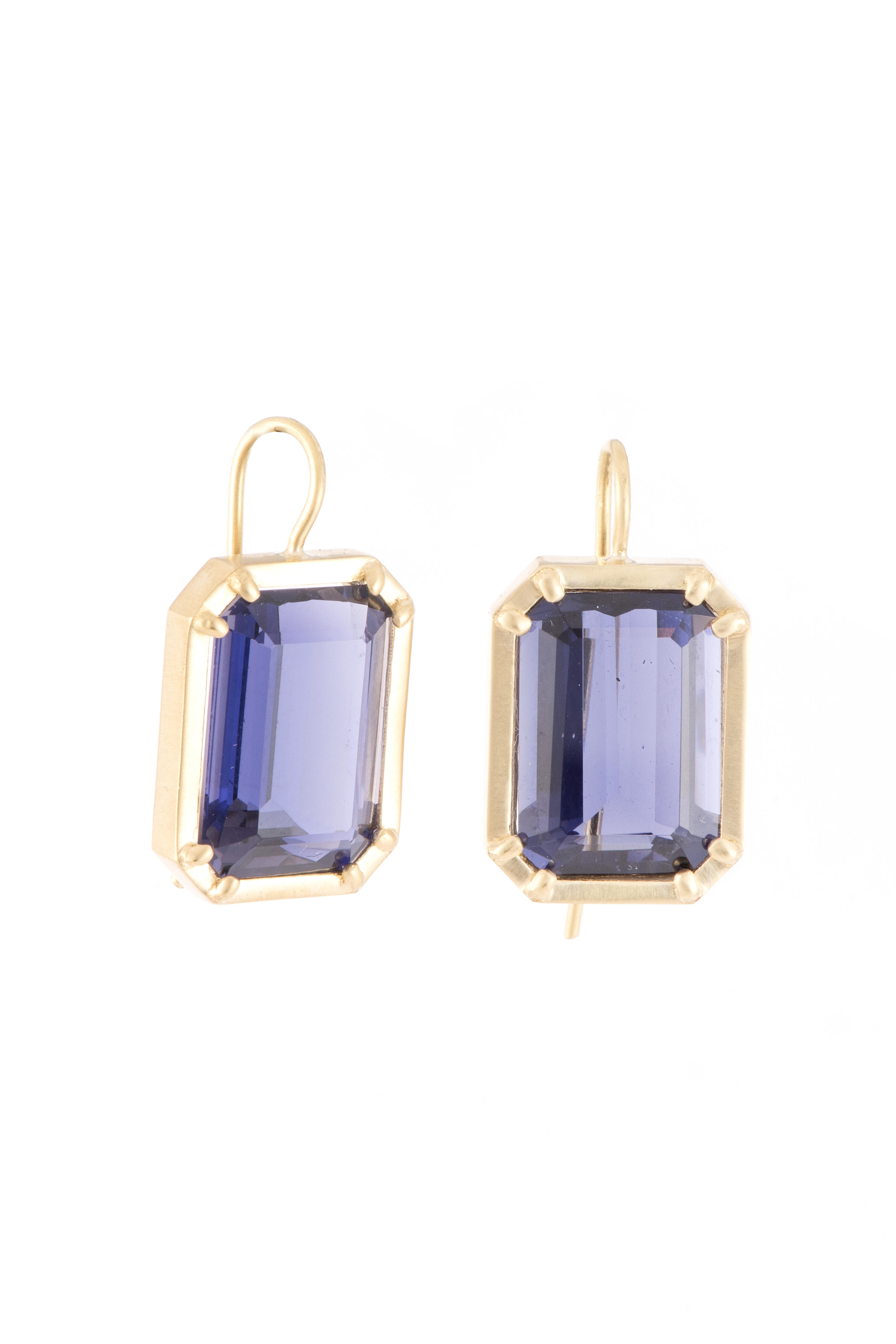 Sylva & Cie - Iolite Emerald Cut Earrings