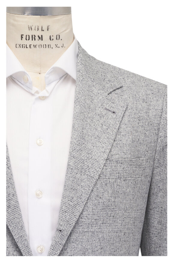 Brunello Cucinelli Grey Tonal Plaid Suit