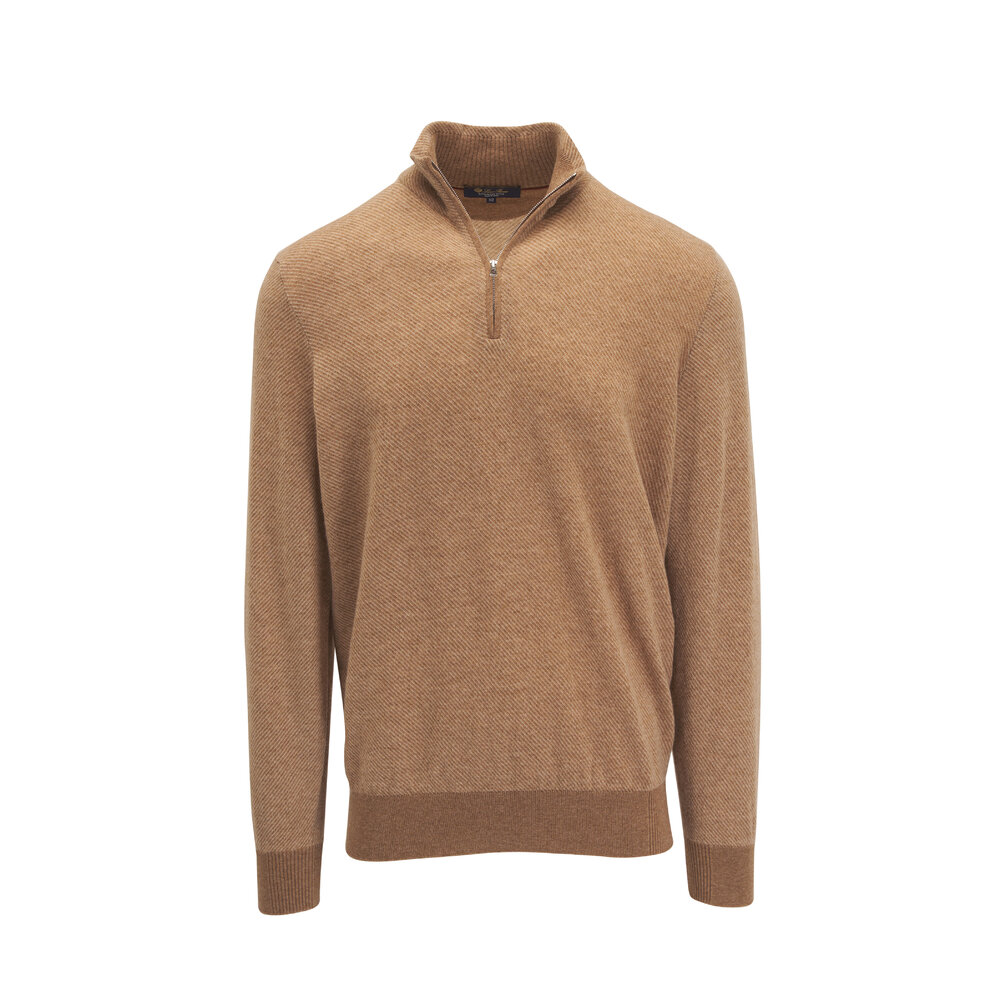 Loro Piana - Roadster Acorn Cashmere Quarter Zip Pullover