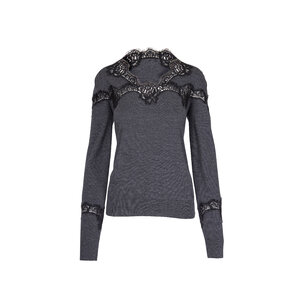 DOLCE&GABBANA ニット Dolce & Gabbana - Grey Knit Lace Sweater | Mitchell Stores