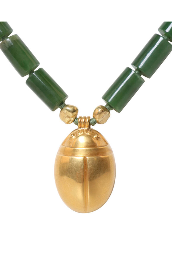 Darlene De Sedle Gold Scarab Jade Necklace - view 2