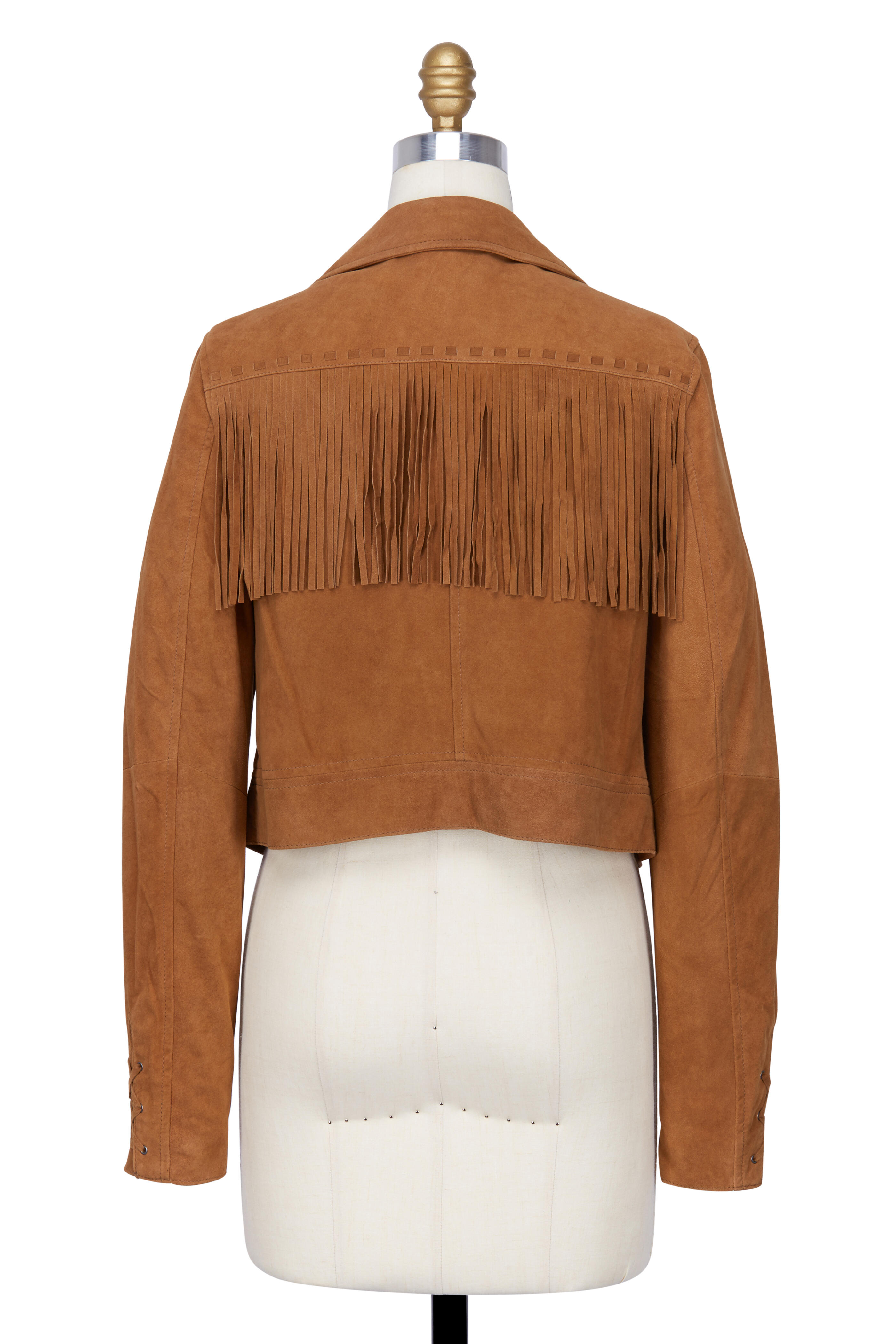 Paige - Darlene Saddle Brown Suede Fringed Jacket