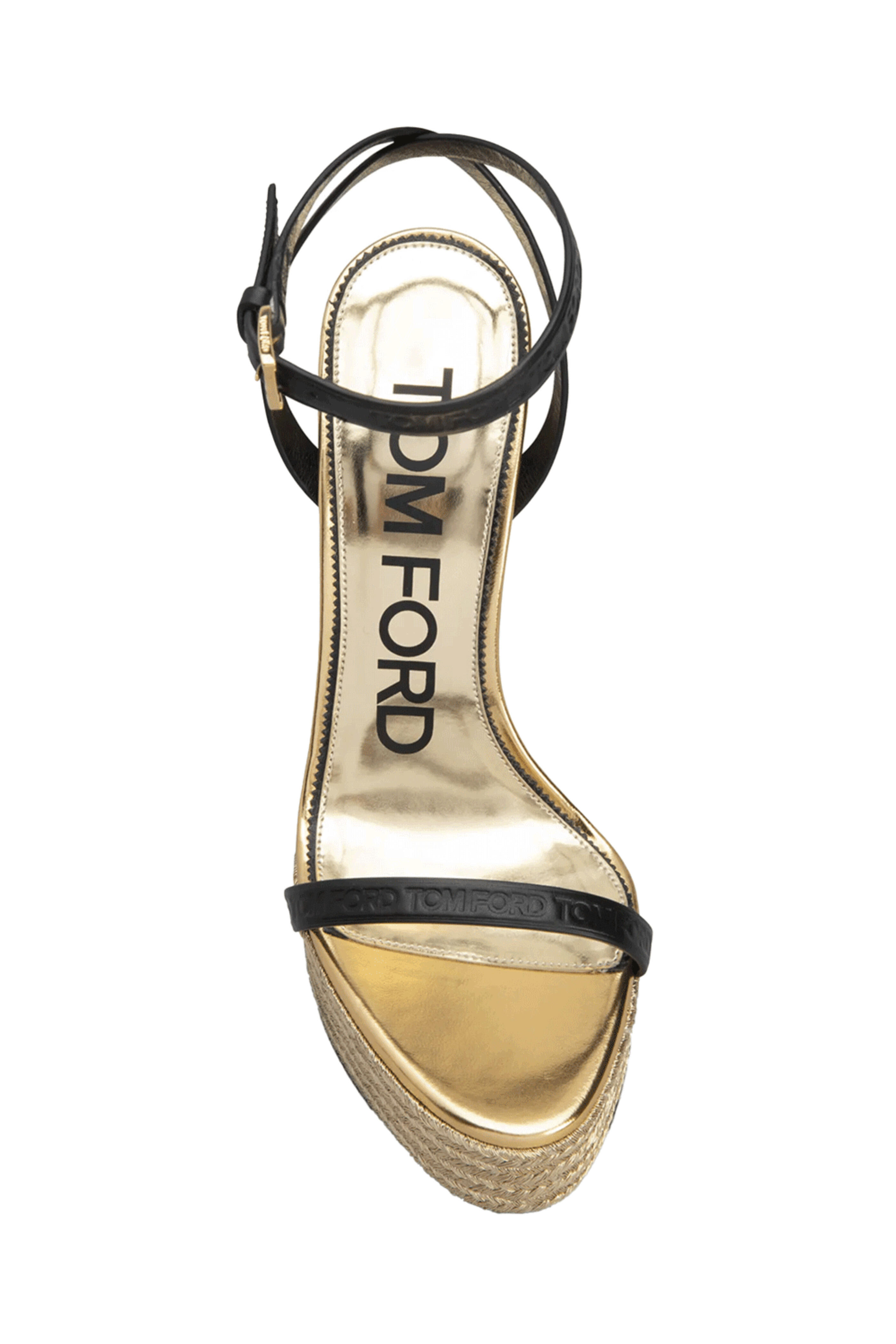 Tom Ford - Metallic Rope Platform Sandal in Black and Gold