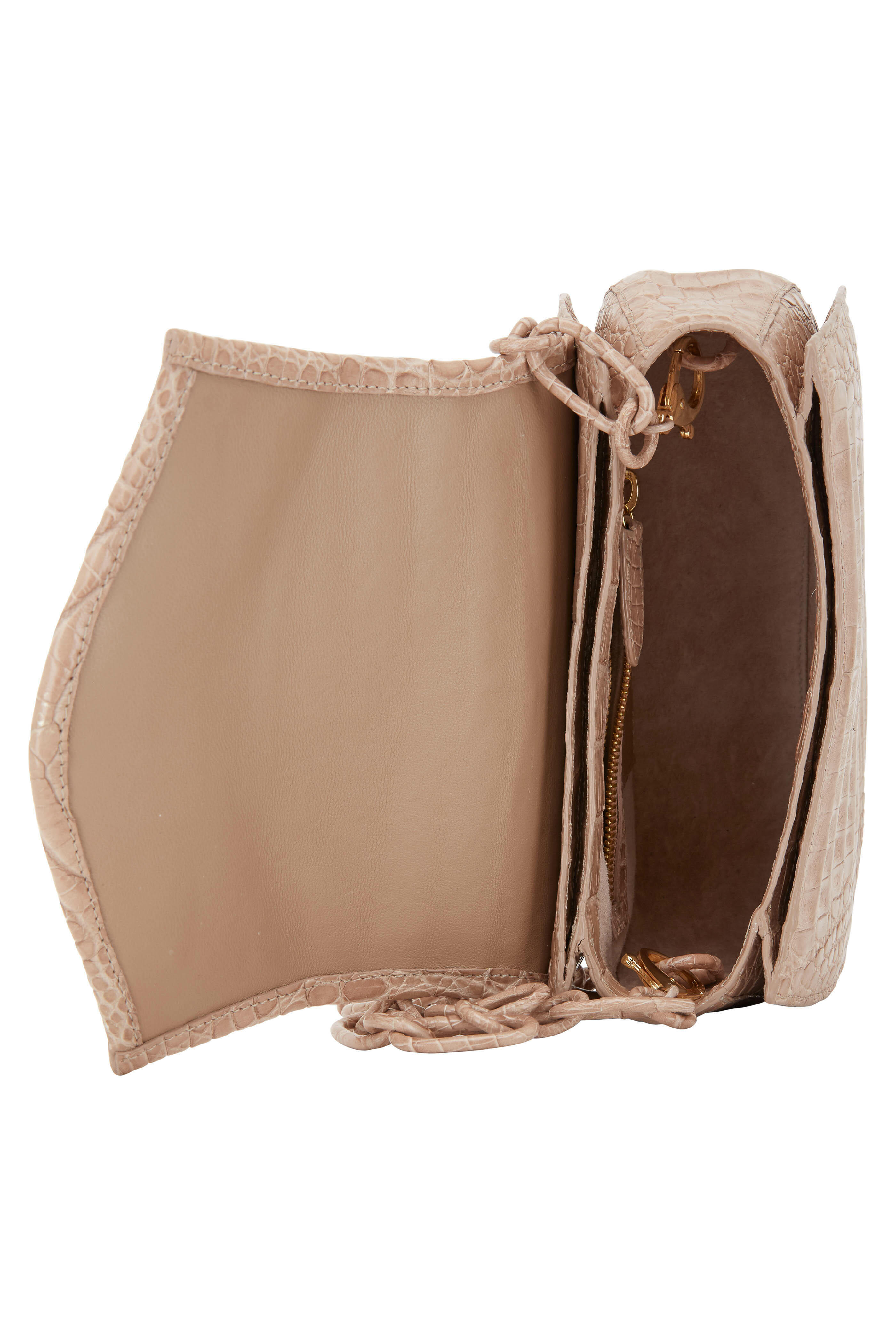 Nancy Gonzalez - Taupe Crocodile Chain Convertible Bag