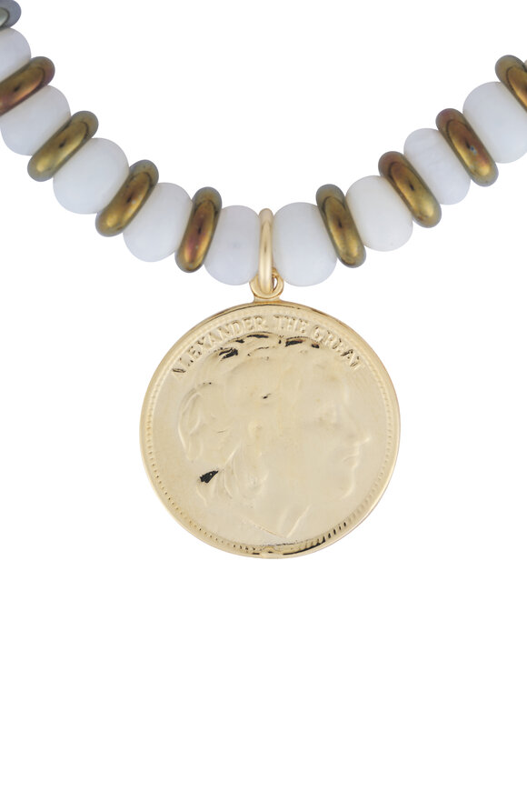 Cristina V. White Opal & Gold Coin Necklace - view 2