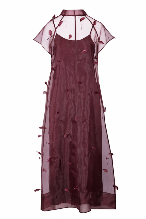 Simkhai Pauline Dark Orchid Organza Feather Midi Dress - view 1