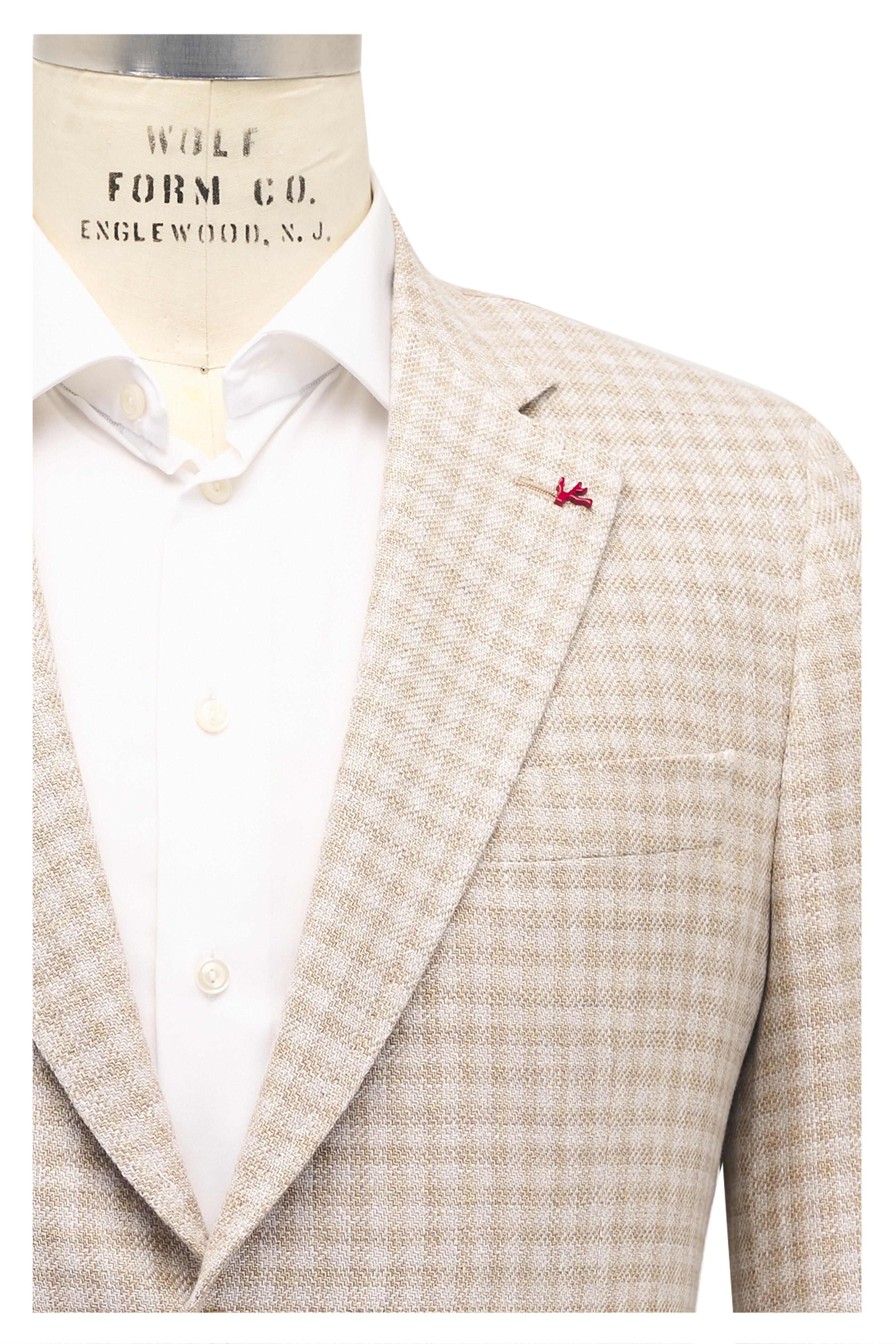 Isaia - Tan Check Linen, Wool & Silk Sportcoat