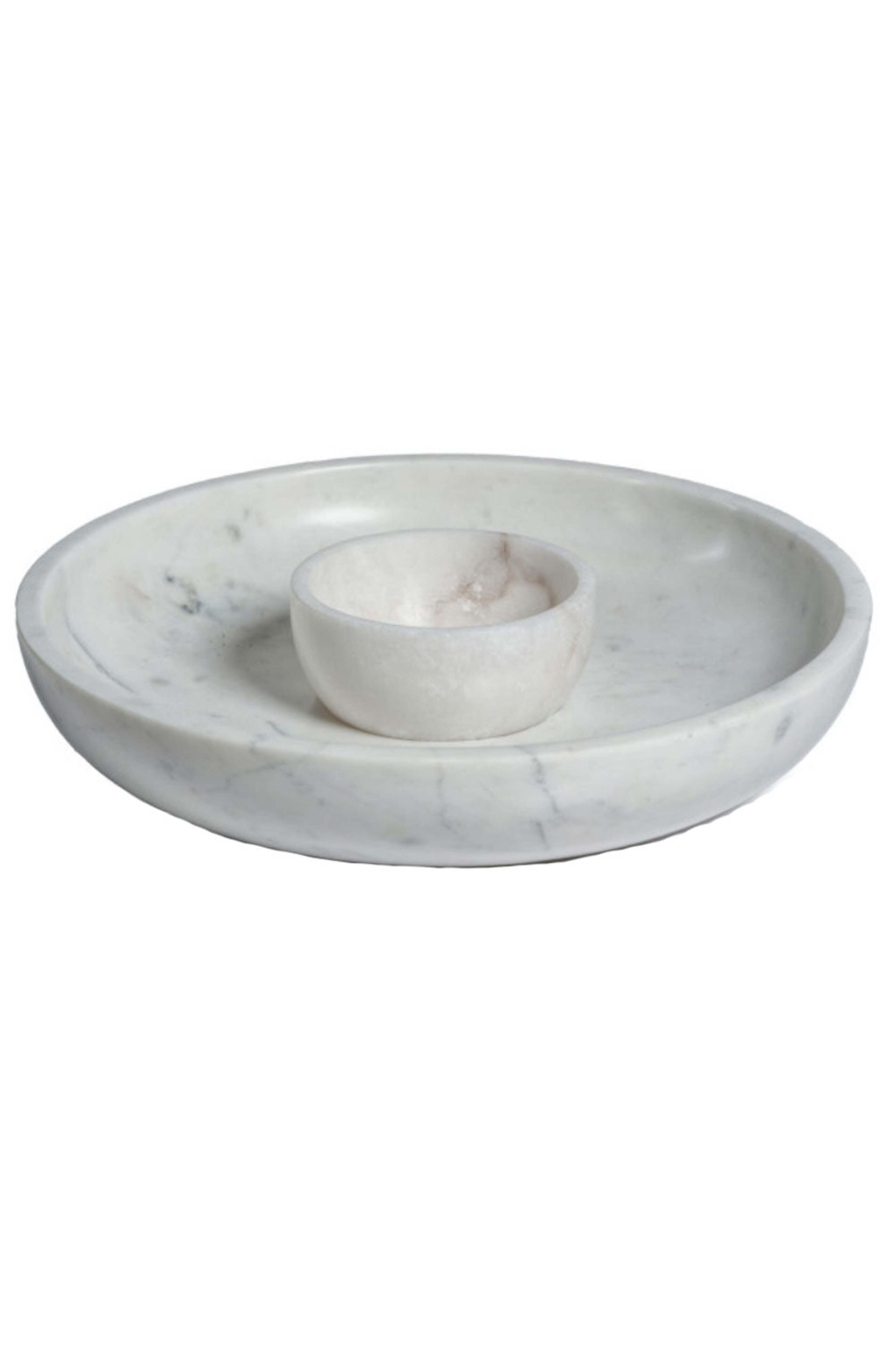 Zodax - White Marble Chip & Dip Bowl