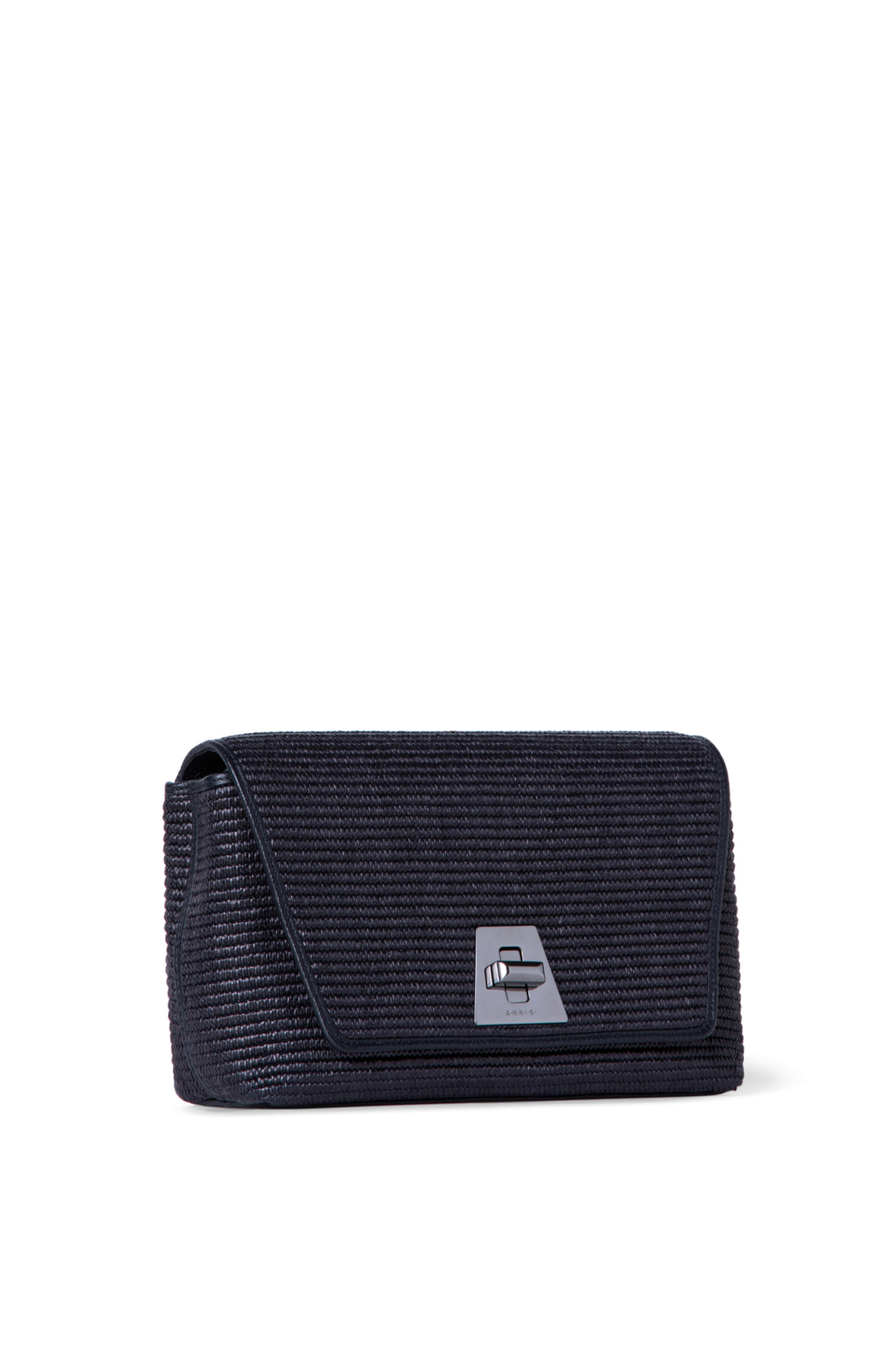 Akris - Small Anouk Black Woven Raffia Crossbody Bag