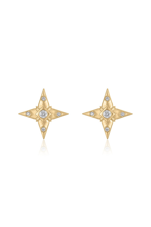 Loriann 14k Yellow Gold Diamond Rising Star Studs