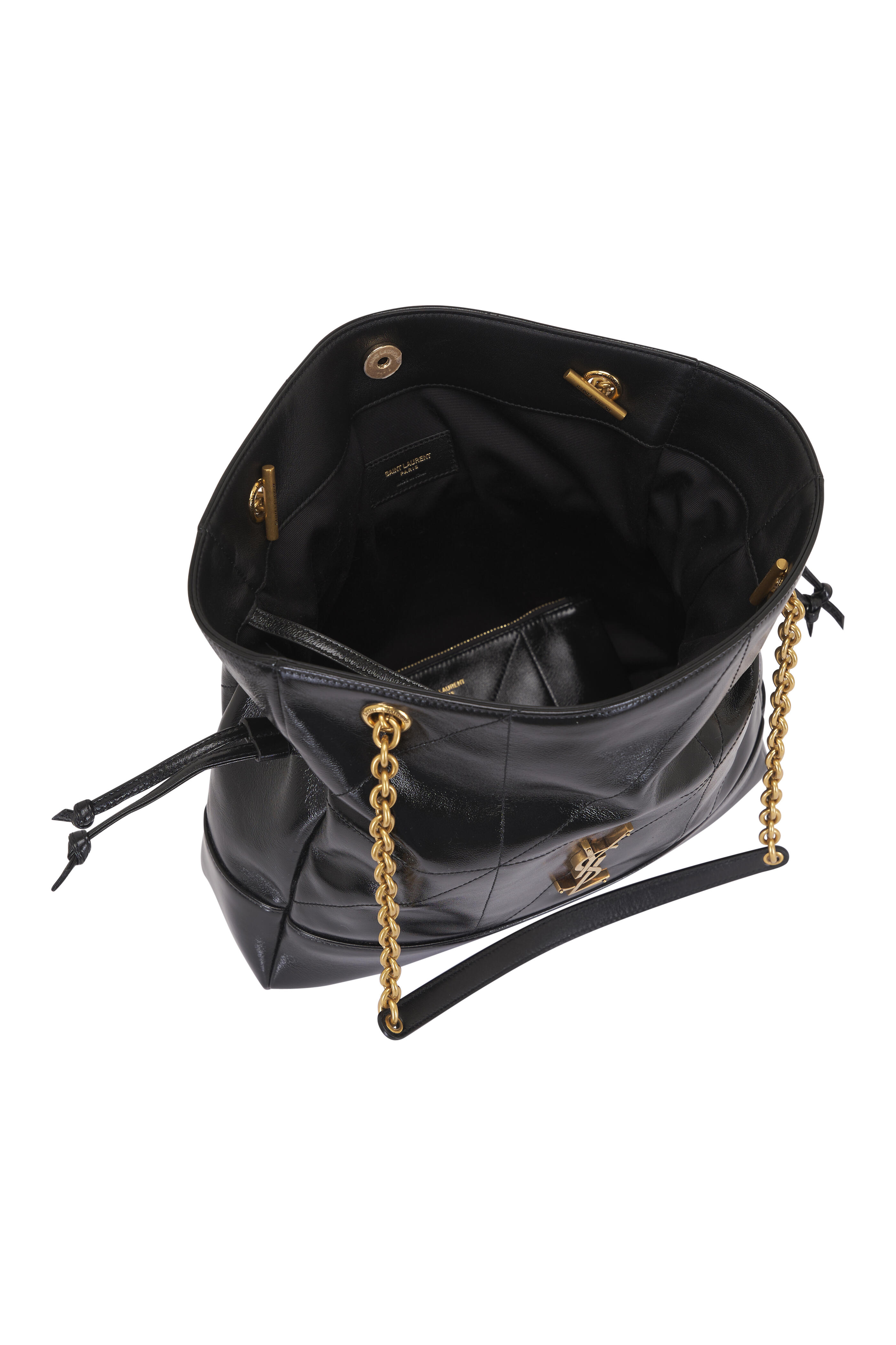 Saint Laurent - Small Jamie Black Shiny Leather Shopping Tote