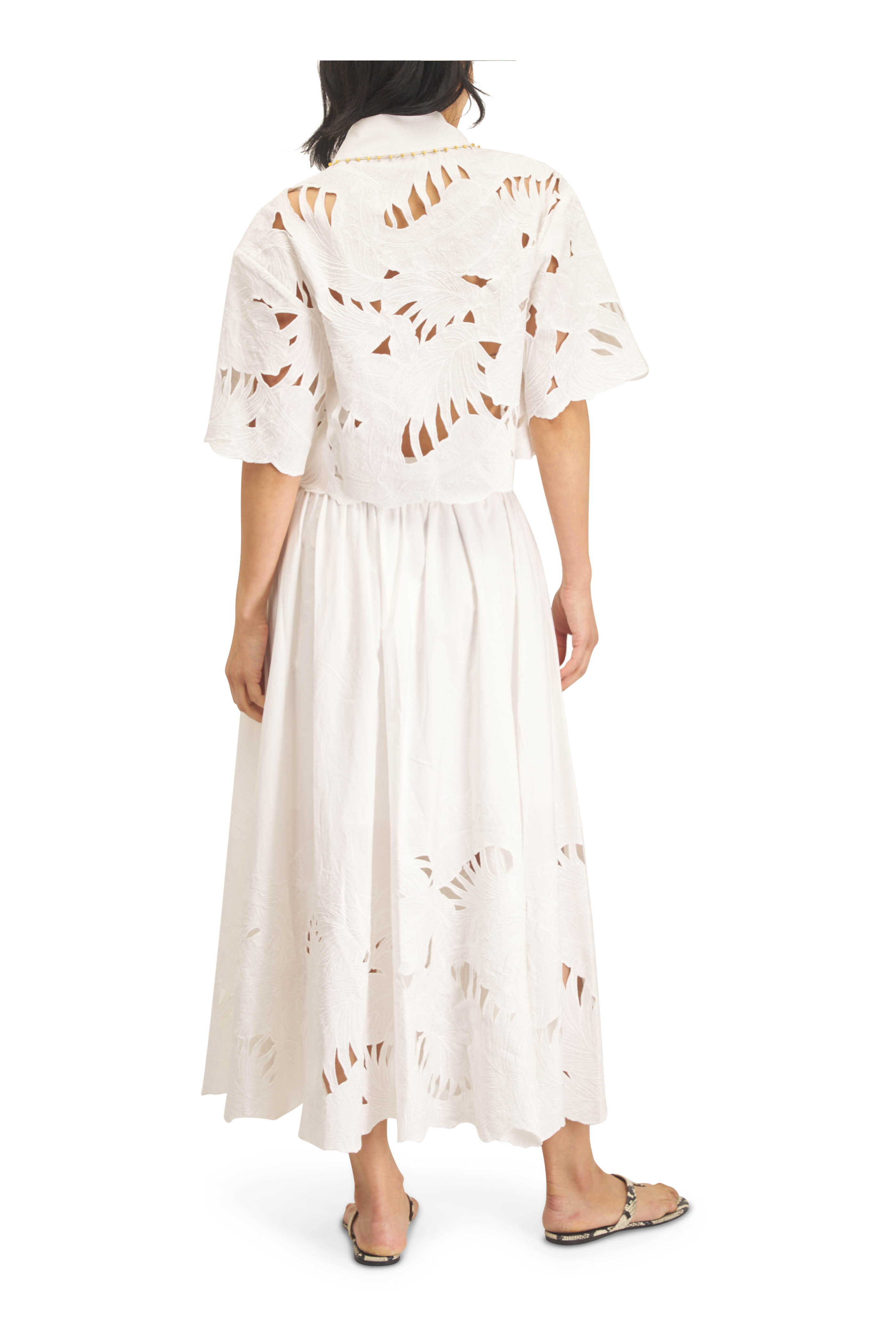 Zimmermann - Mahon Ivory Embroidered Crop Shirt