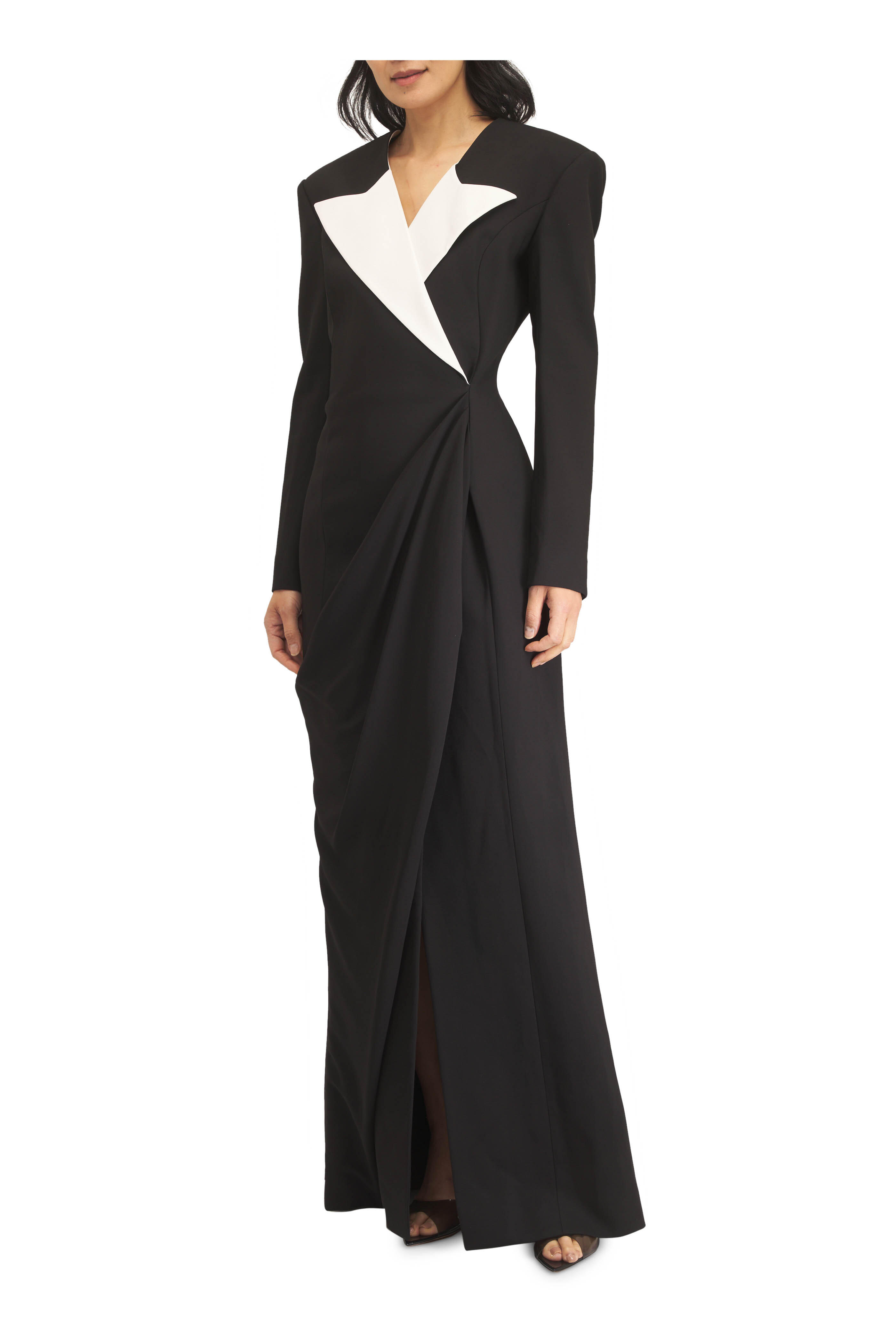 Balmain - Black Structured Crepe Maxi Dress