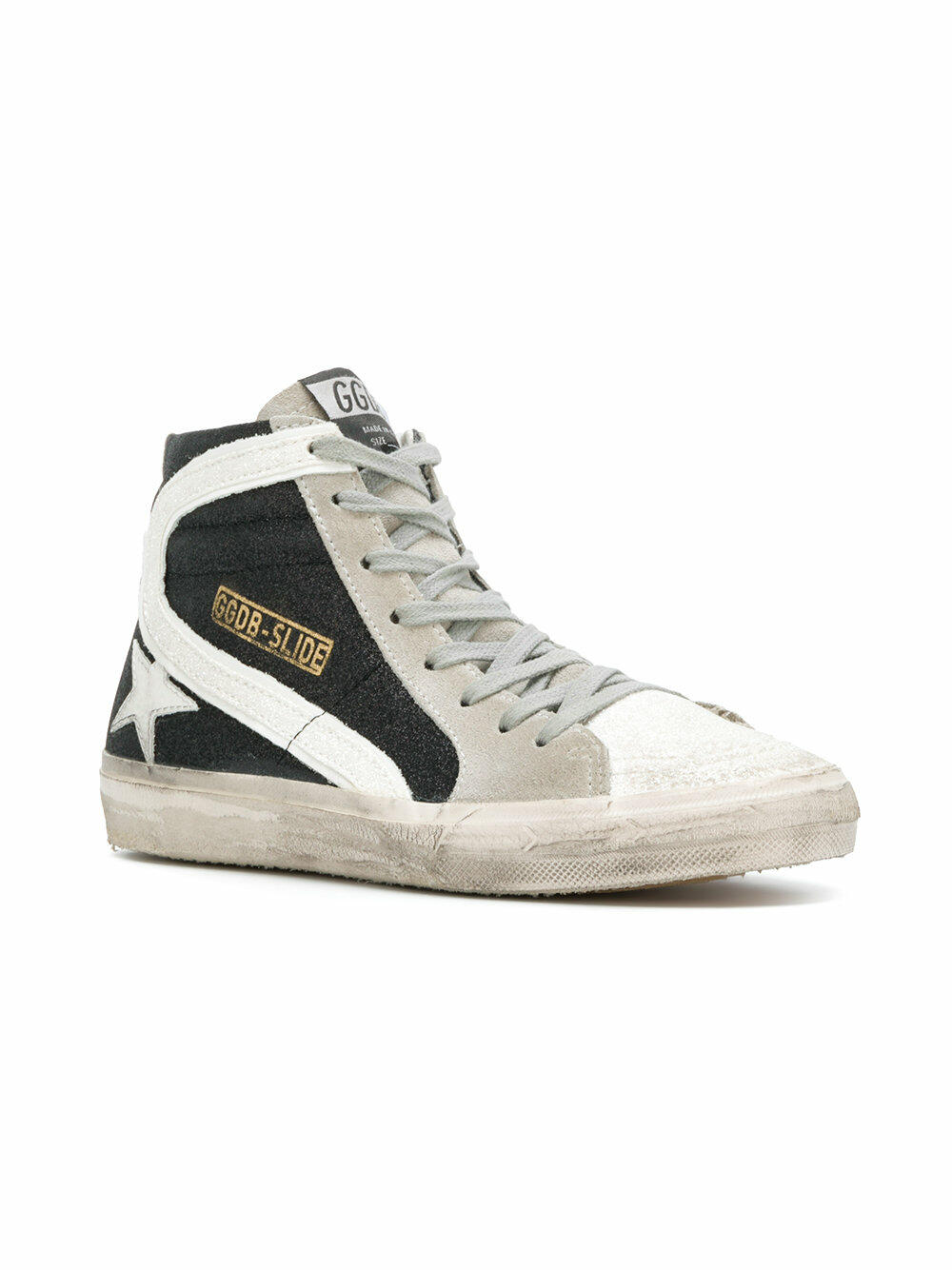 Golden Goose - Women's Black & White Glitter Slide Sneaker
