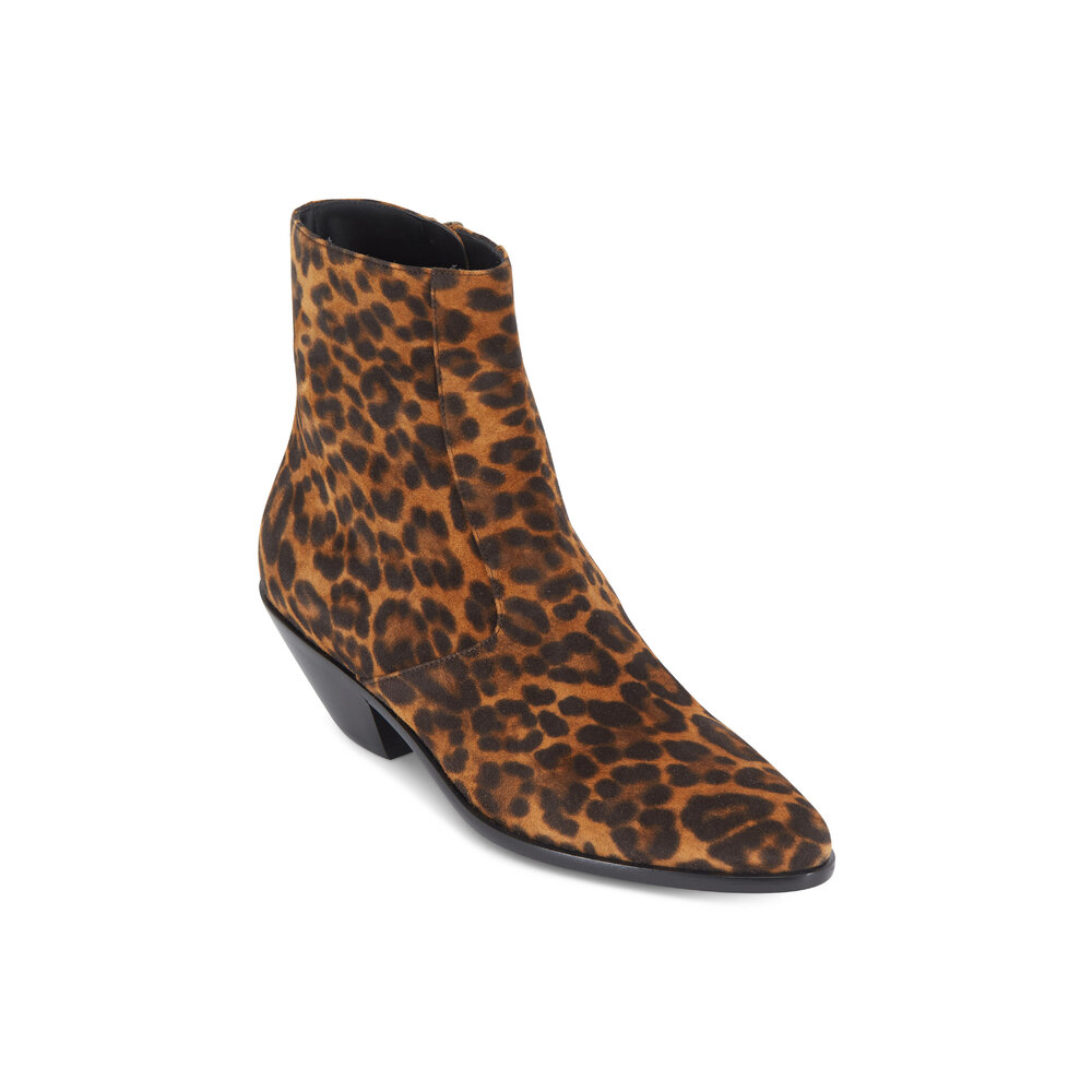 Saint Laurent - West Leopard Print Suede Ankle Boot, 45mm