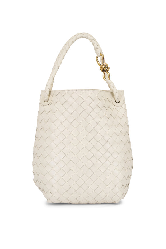 Bottega Veneta Small Andiamo Sea Salt Woven Leather Bucket Bag