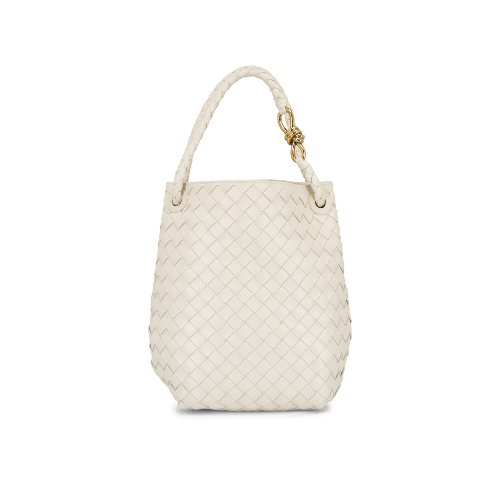 Bottega Veneta - Small Andiamo Sea Salt Woven Leather Bucket Bag