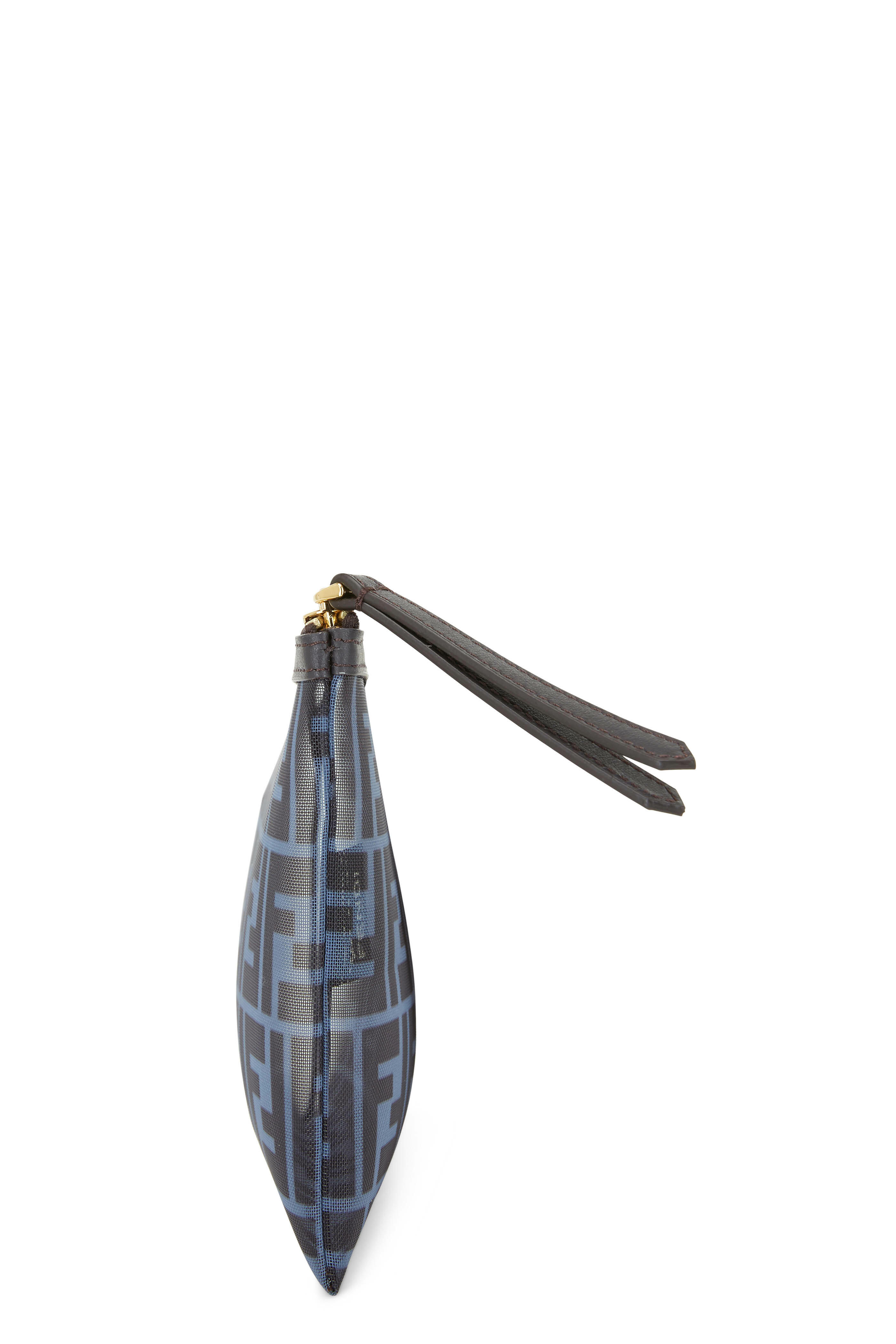 Fendi - FFreedom Tech Mesh Brown & Blue Zip Pouch