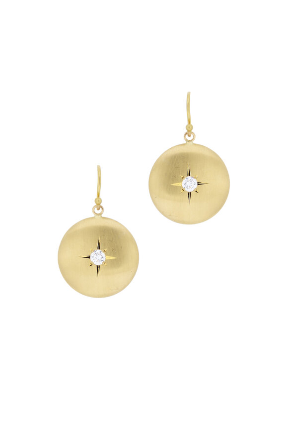 Caroline Ellen - 20K Yellow Gold Diamond Lentil Earrings