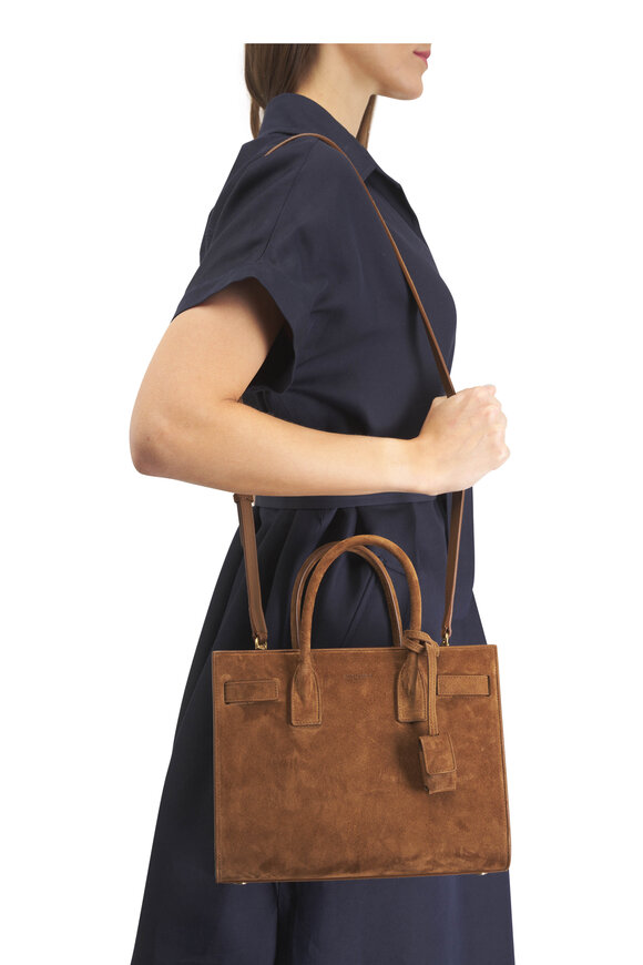 Saint Laurent Sac De Jour Cognac Suede Tote - view 2