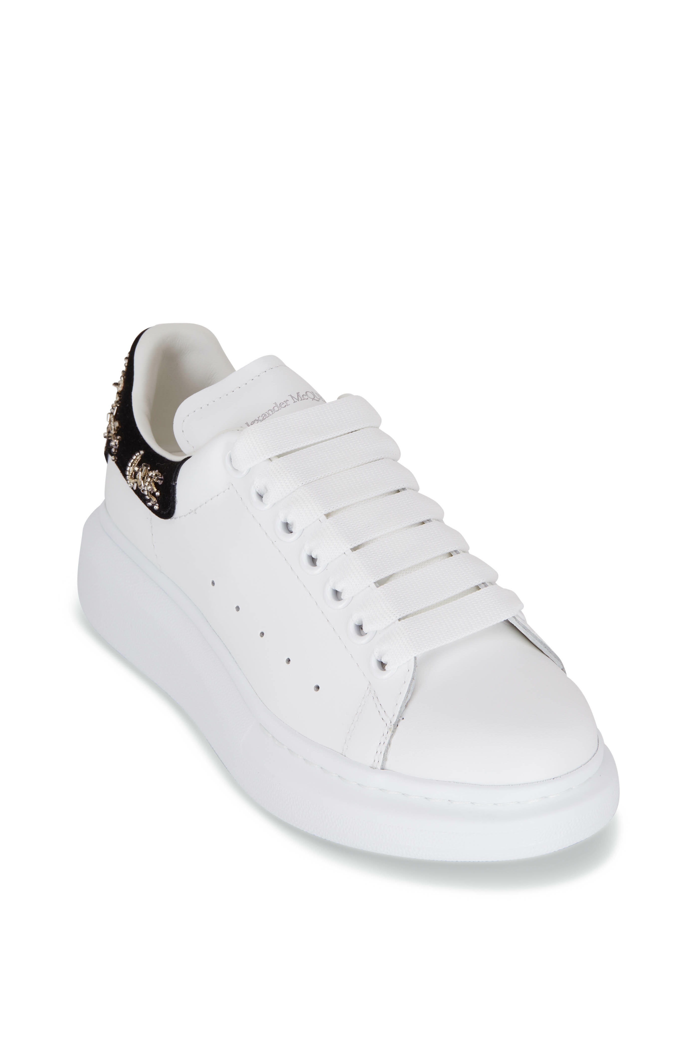 Glittered leather exaggerated-sole sneakers