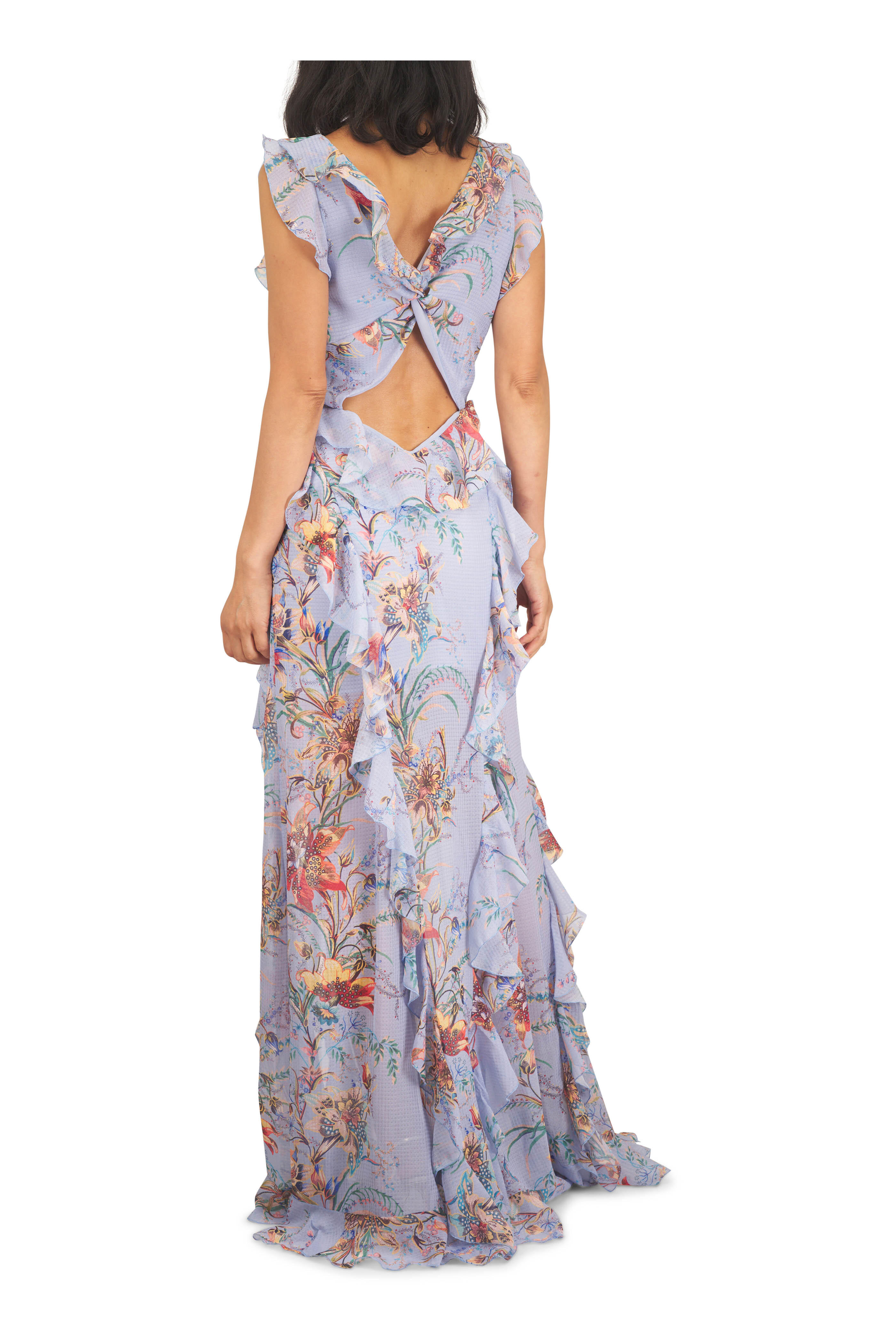 Etro - Floral Baby Blue Ruffle Maxi Dress - view 3