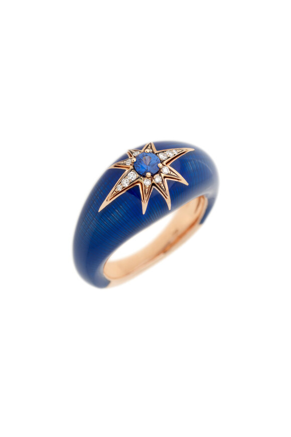 Selim Mouzannar - Navy Enamel, Diamond & Sapphire Ring