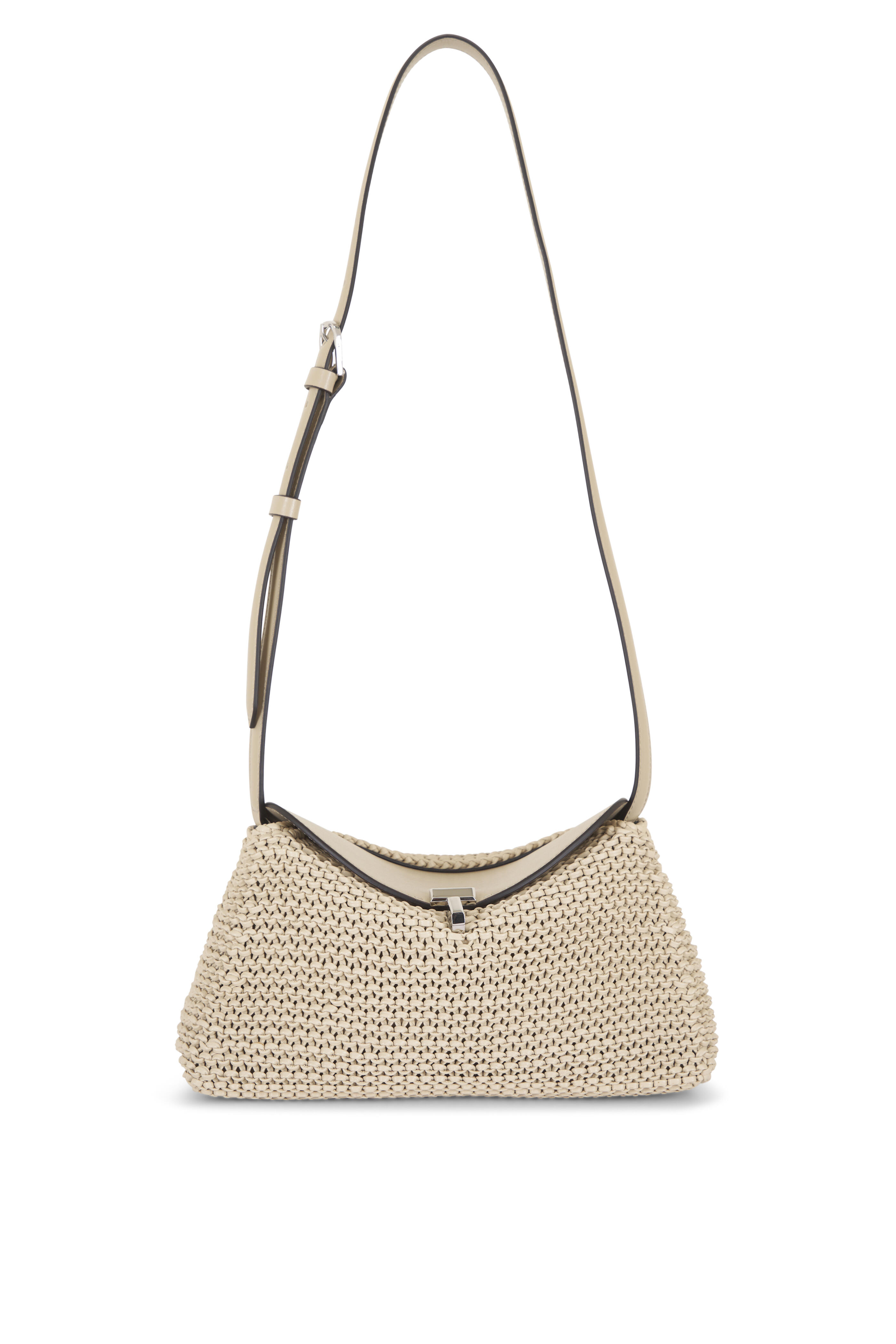 Totême - T-Lock Fawn Woven Leather Clutch