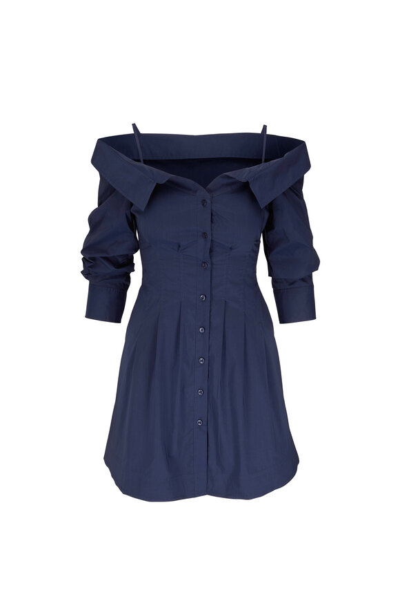 Simkhai - Coda Midnight Poplin Off-The-Shoulder Mini Dress 