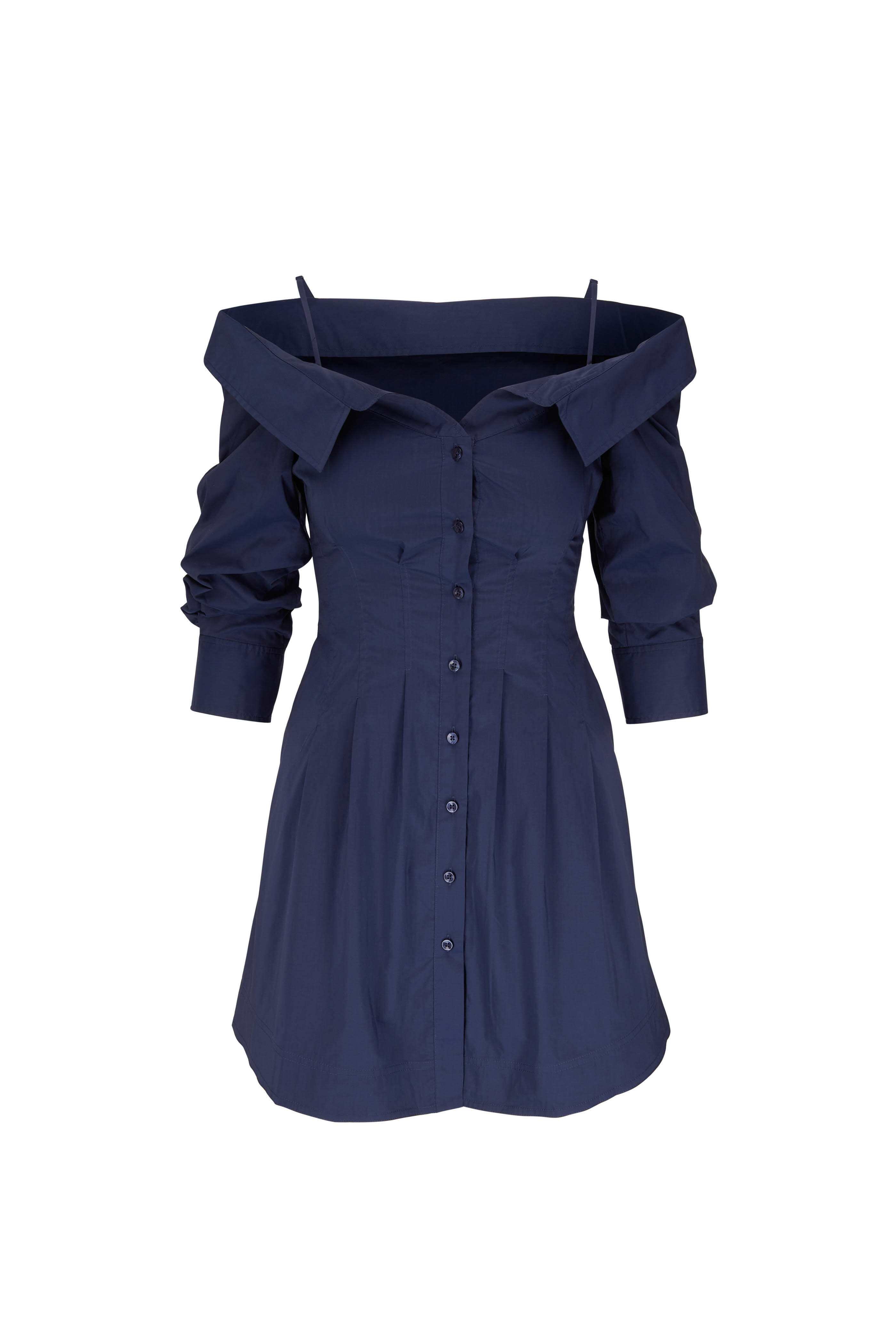 Simkhai - Coda Midnight Poplin Off-The-Shoulder Mini Dress