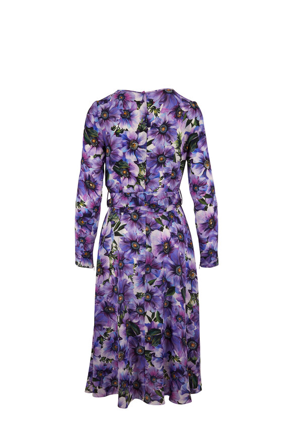 Dolce & Gabbana - Purple Anemone Crepe De Chine Long Sleeve Dress
