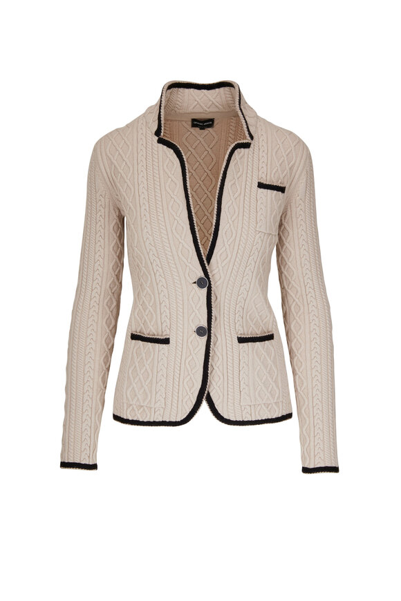 Giorgio Armani - Ivory & Black Wool Blend Knit Jacket