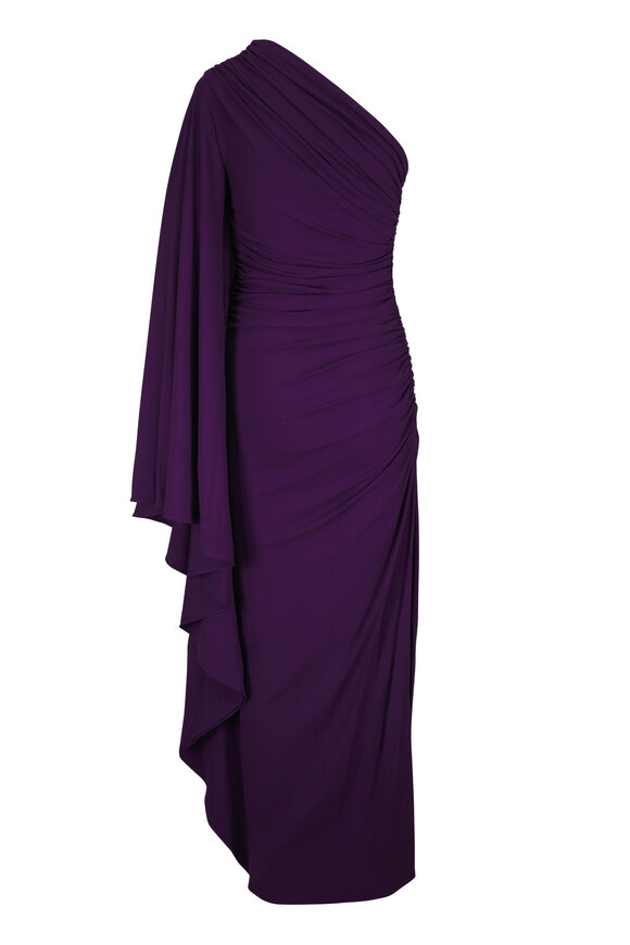 Michael Kors Collection Amethyst Draped One Shoulder Gown - view 3