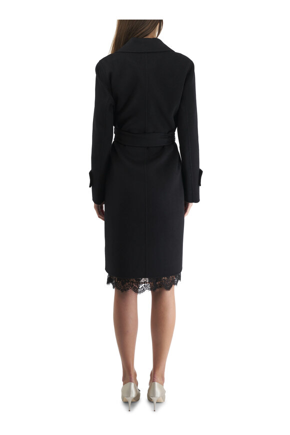 Kinross - Black Wool & Cashmere Belted Coat