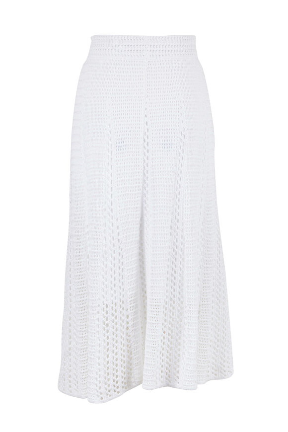 Vince - Optic White Godet Crochet Skirt