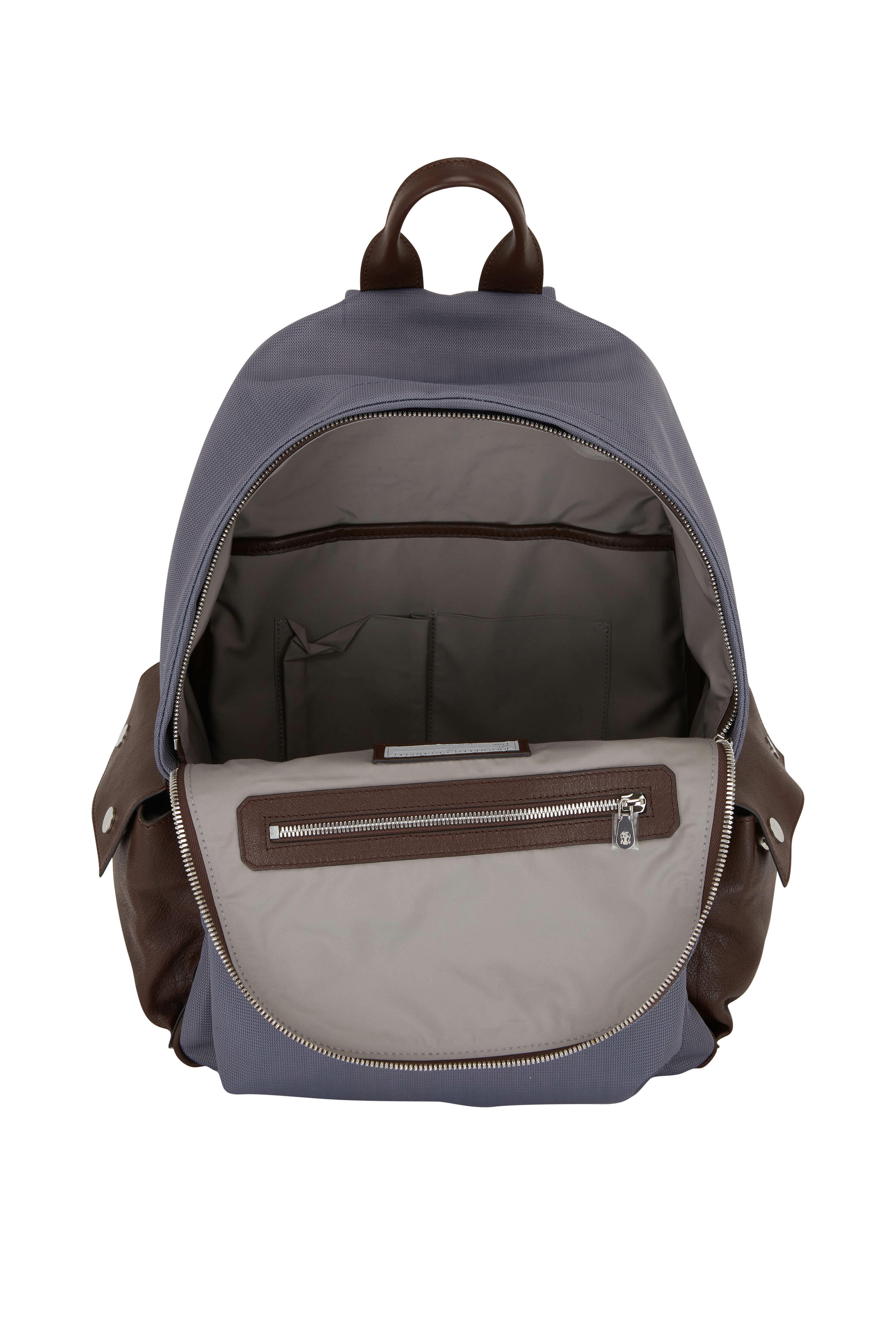 Brunello Cucinelli - Gray Nylon Backpack | Mitchell Stores