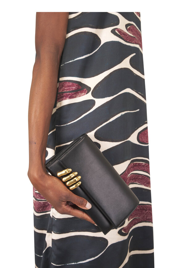 Khaite Black Leather Had Clutch - view 2