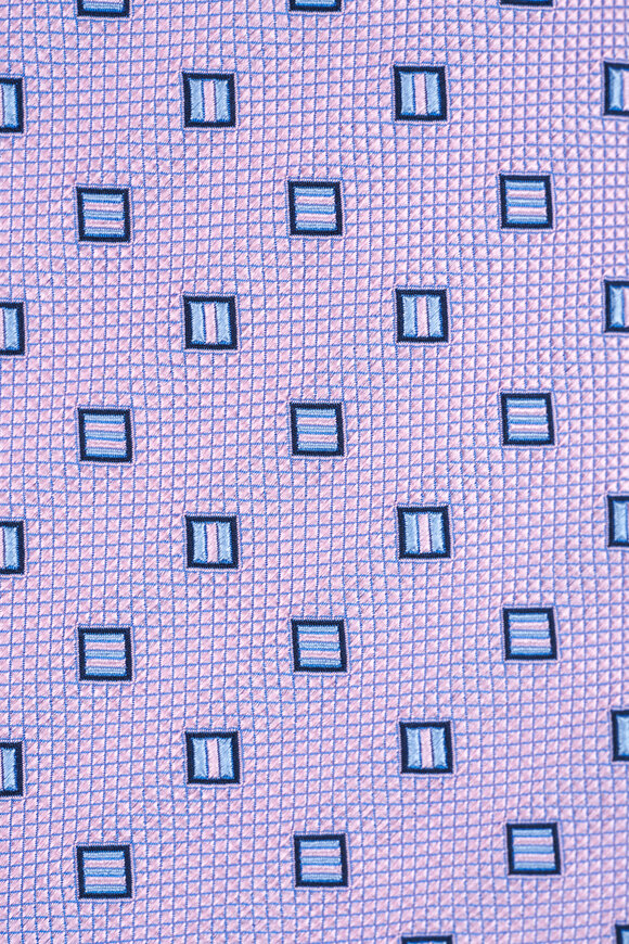 Brioni Pink Square Motif Silk Necktie - view 2