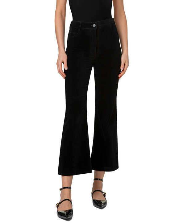 Akris Punto - Cali Black Velvet Bootcut Cropped Pant 