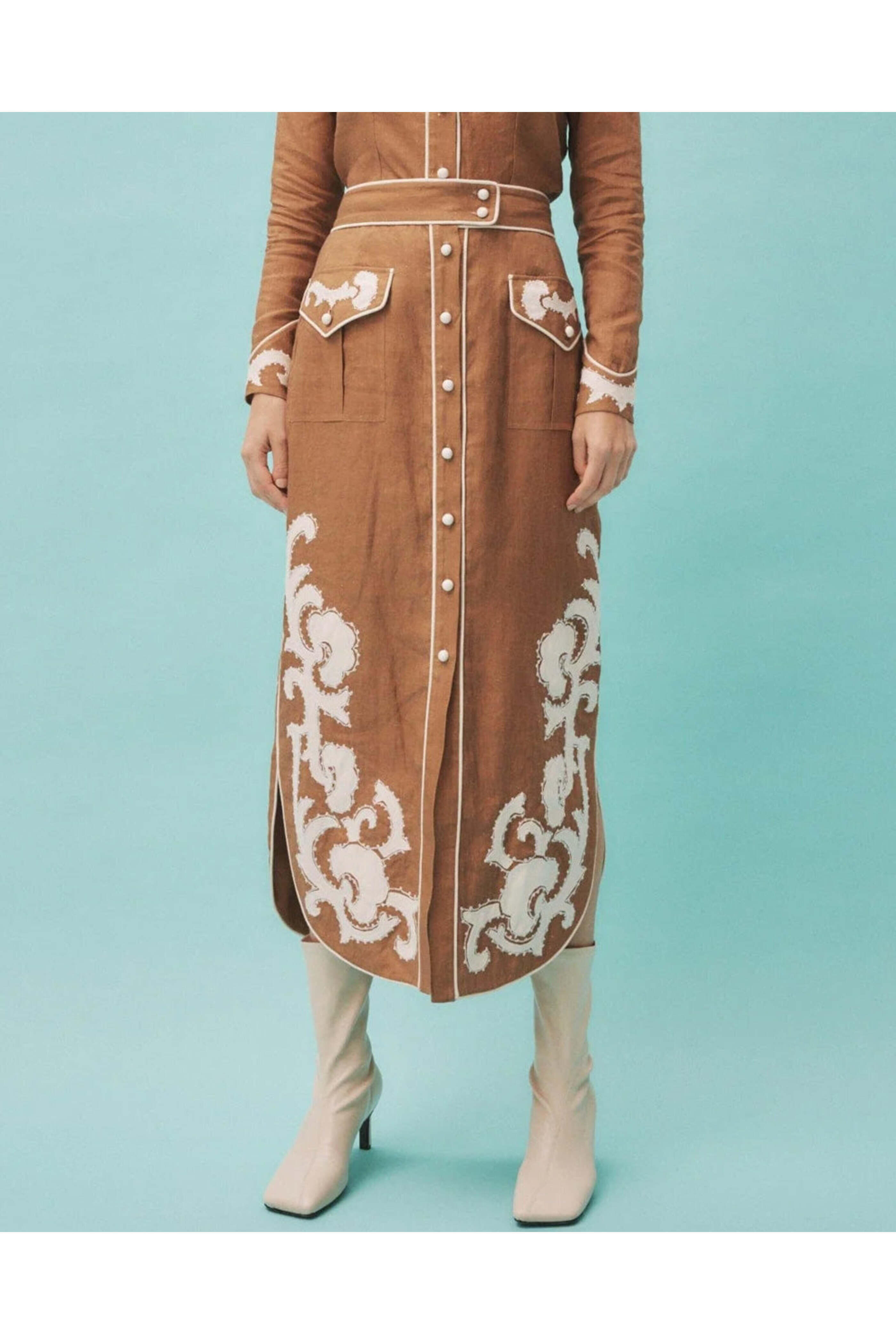 Alémais - Tobacco Applique Ruby Skirt