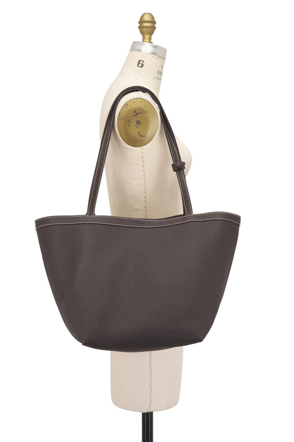 The Row Park Three Stitch Dark Brown & Ecru Leather Tote - view 6