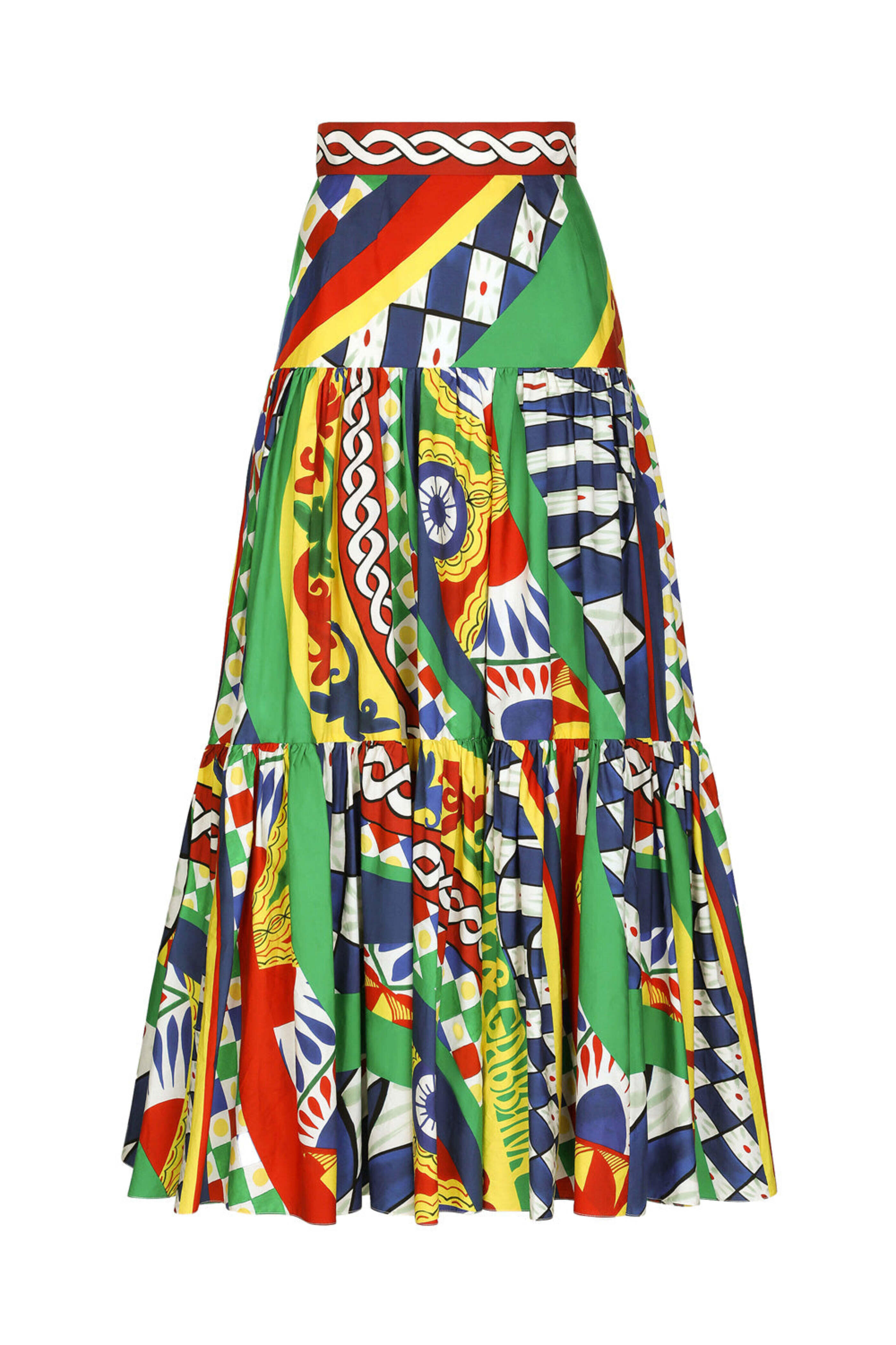 Dolce & Gabbana - Carretto Card Psychedelic Midi Skirt