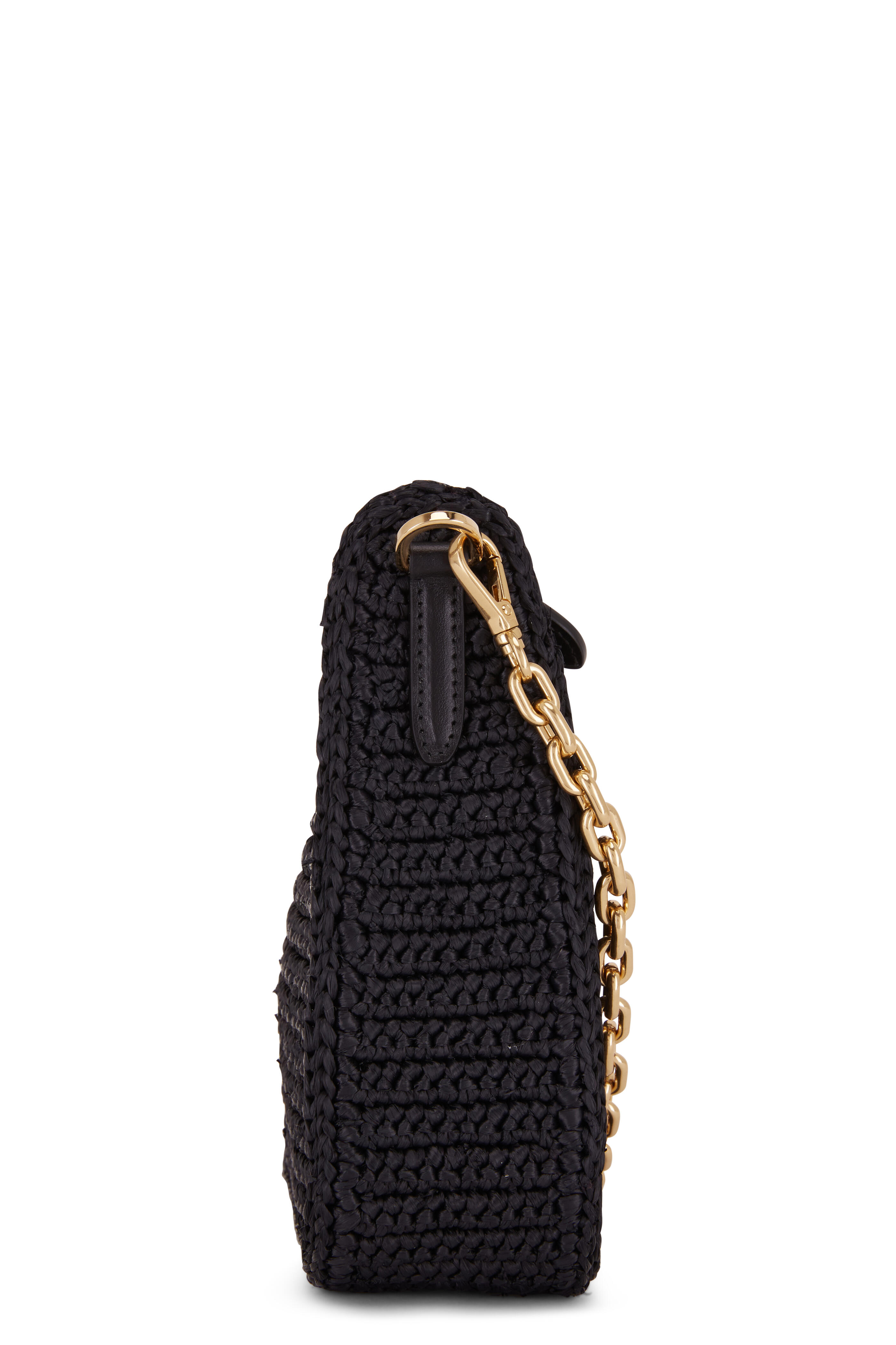 Prada - Pouch Black Re-Edition Raffia Shoulder Bag