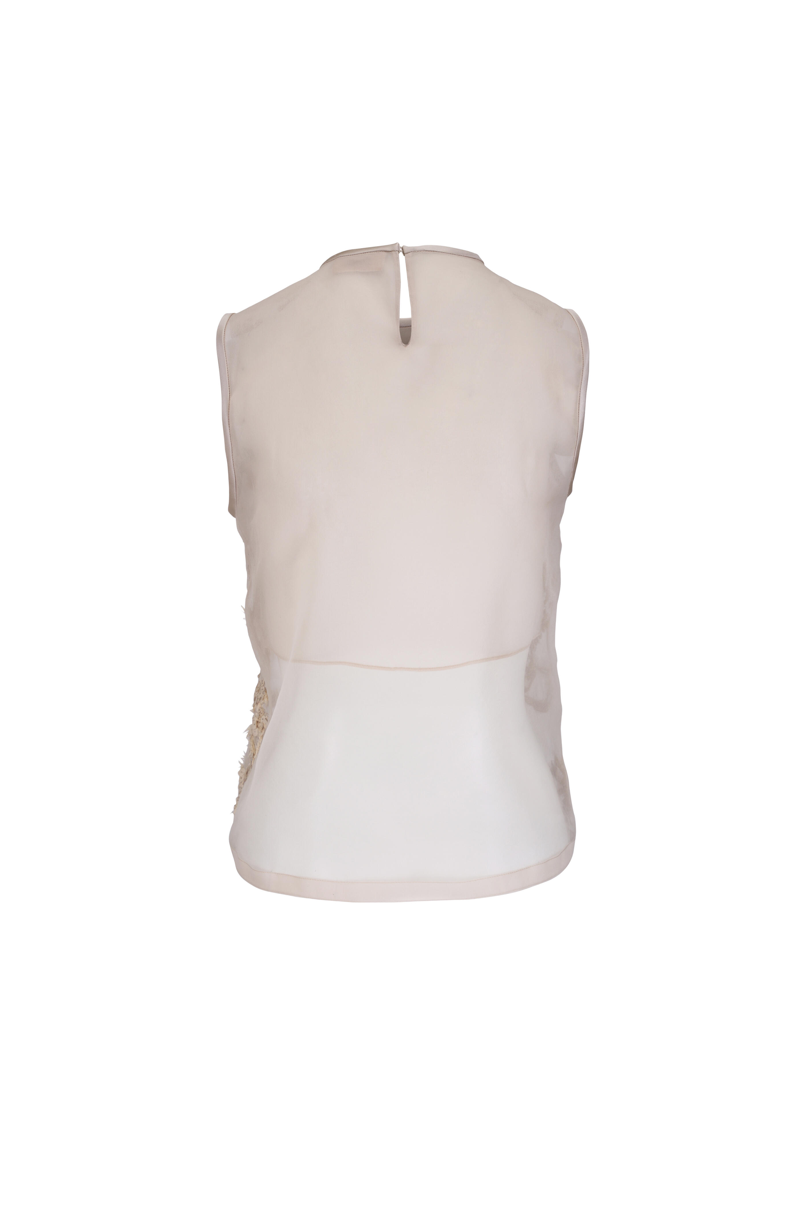 Brunello Cucinelli - Feather Paillette Embellished Sheer Silk Tank
