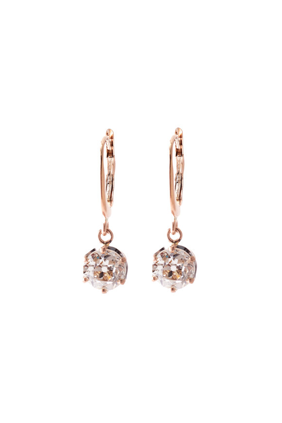 Sylva & Cie 14k Rose Gold Alluvial Old Euro Diamond Earring