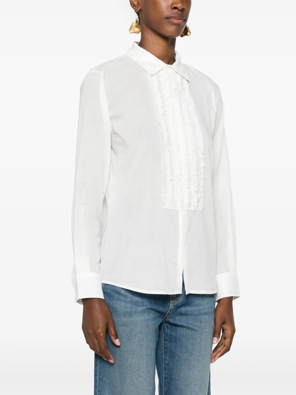 Nili Lotan - Nathael Ivory Ruffle Front Shirt